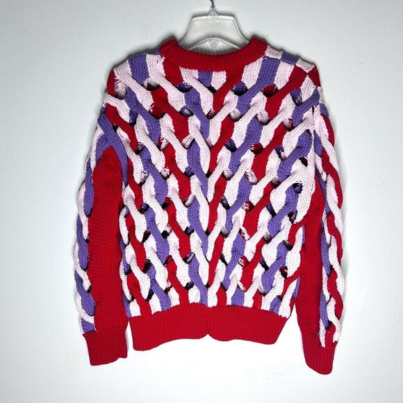 NEW Aknvas Hayley Open Work Braided Weave Woven Chunky Sweater Sz S - Picture 7 of 10